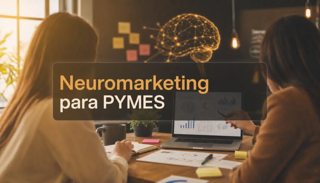 Neuromarketing para PYMES: dos profesionales analizando el comportamiento del consumidor en una oficina moderna