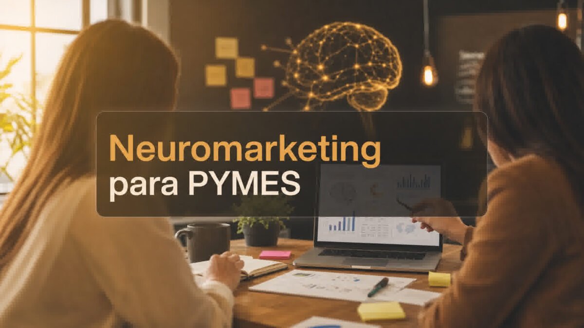 Neuromarketing para PYMES: dos profesionales analizando el comportamiento del consumidor en una oficina moderna