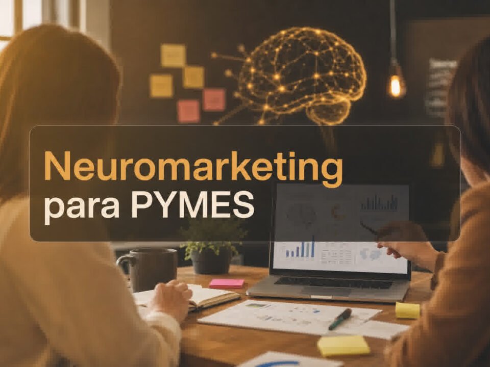 Neuromarketing para PYMES: dos profesionales analizando el comportamiento del consumidor en una oficina moderna